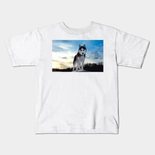 Siberian Husky Digital Painting Kids T-Shirt